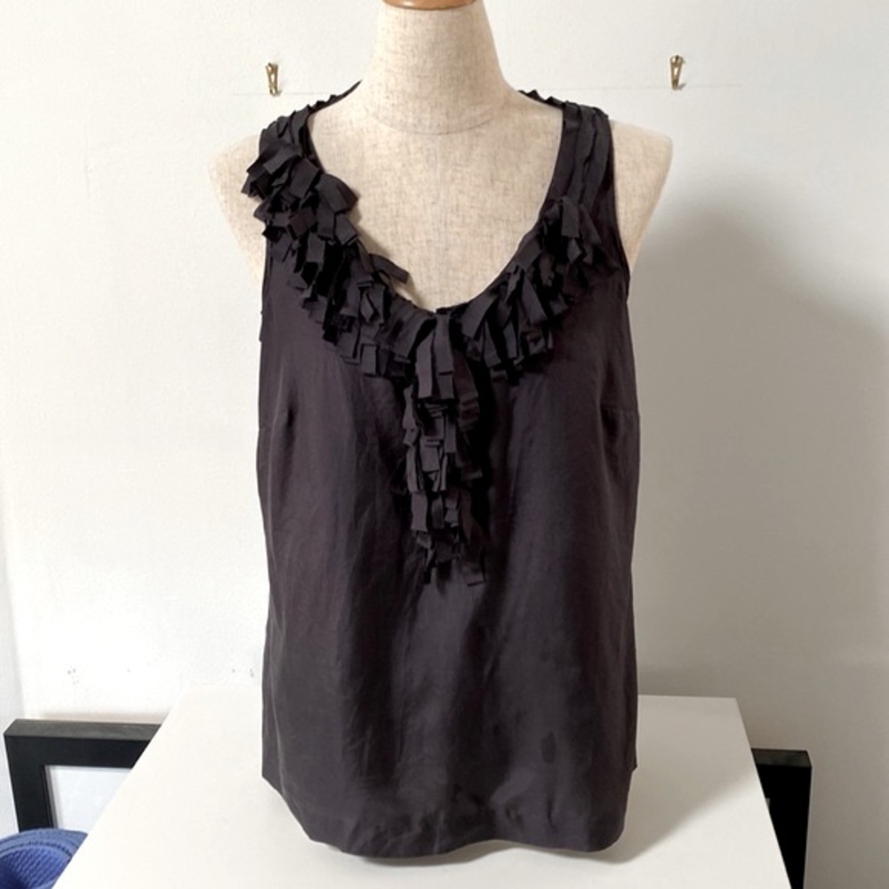 JCREW Silk Top with Fringe Neck Details